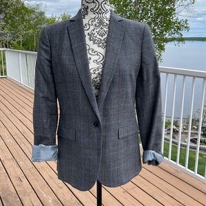 MASSIMO DUTTI Plaid Wool Blazer, 8